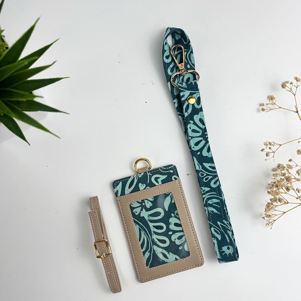 Batik Lanyard and Luggage Tag - Teal Ukir
