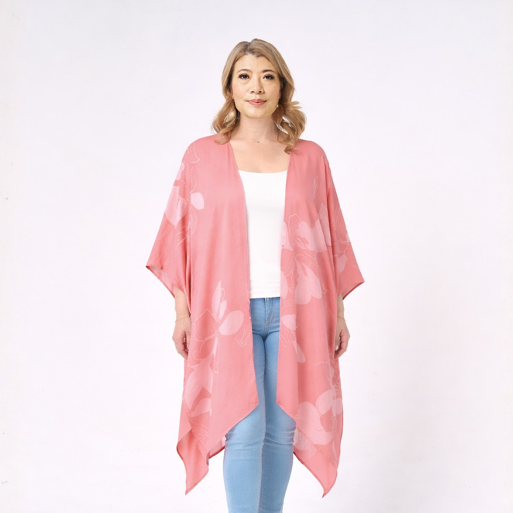 Batik Kimono - Coral Blooming Lace
