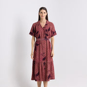 Batik Button-Up Dress - Copper Blooming Lace