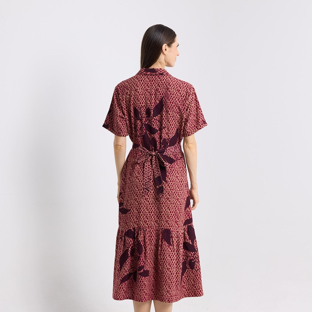Batik Button-Up Dress - Copper Blooming Lace