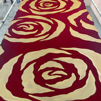 A batik fabric in crimson rose 