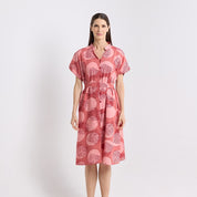 Front view photo of the crimson yuan dian ayaz dress 