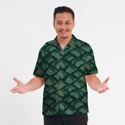(SALE) Men's Batik Cuban Shirt - Green Nasi Lemak