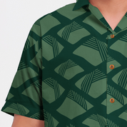 (SALE) Men's Batik Cuban Shirt - Green Nasi Lemak