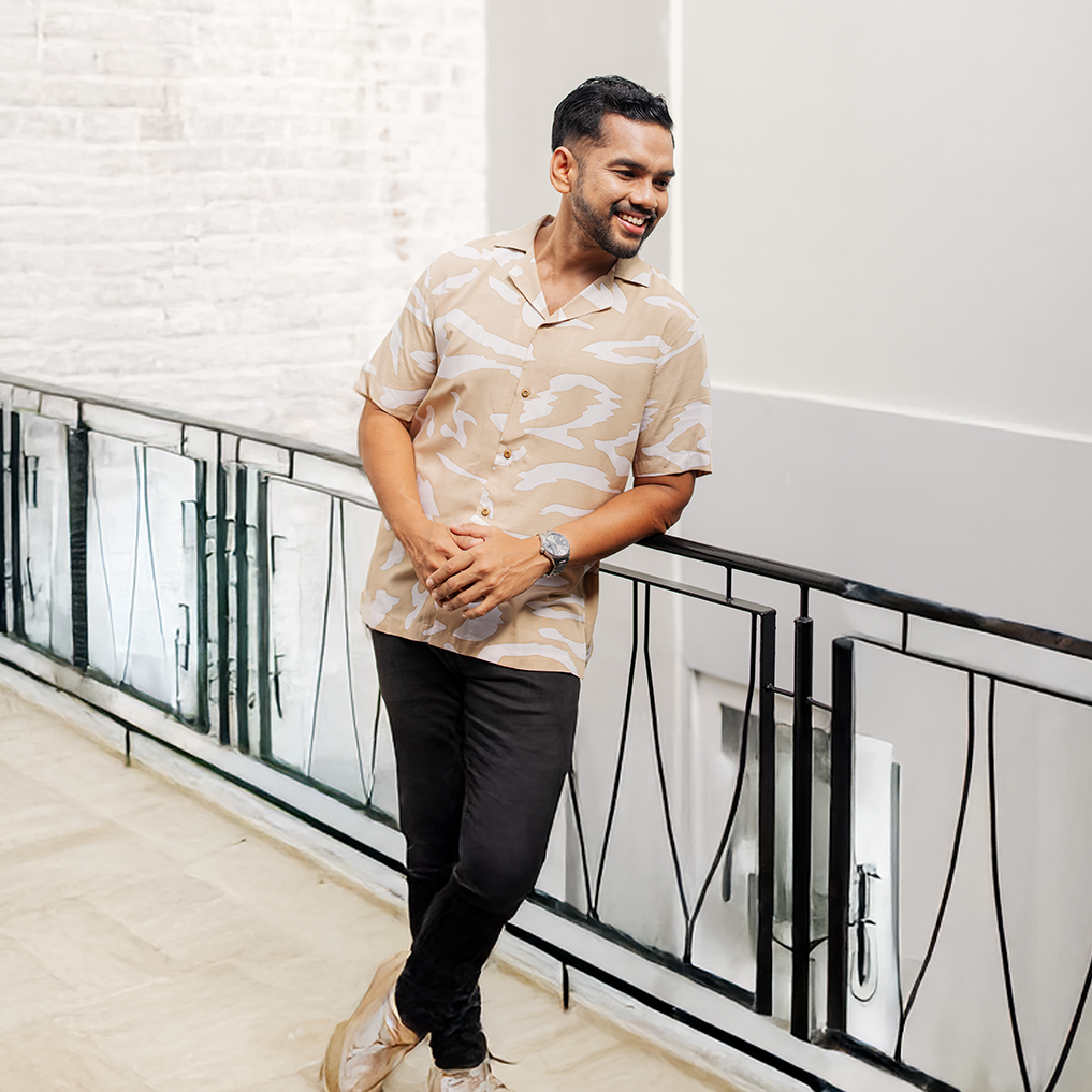 Men's cuban in tan rimba design 