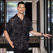Men's Cuban Batik Shirt - Onyx Palma