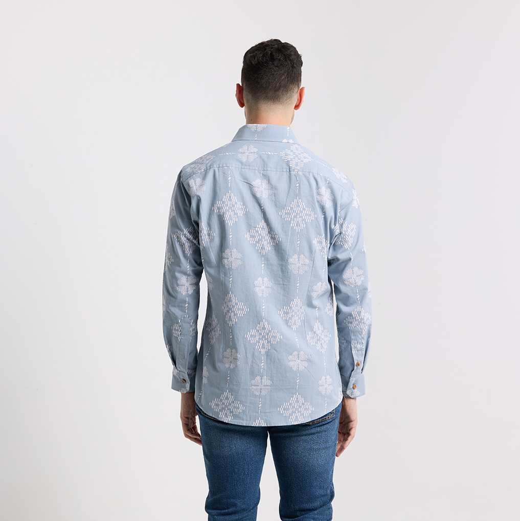 Men's Long-Sleeved Batik Shirt - Diamond Songket