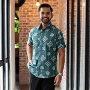 Men's Batik Shirt - Emerald Songket