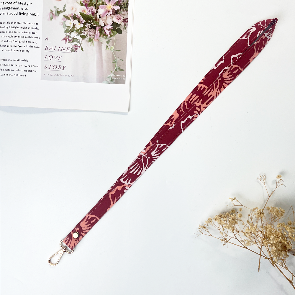 Batik Lanyard and Luggage Tag - Red Hibiscus