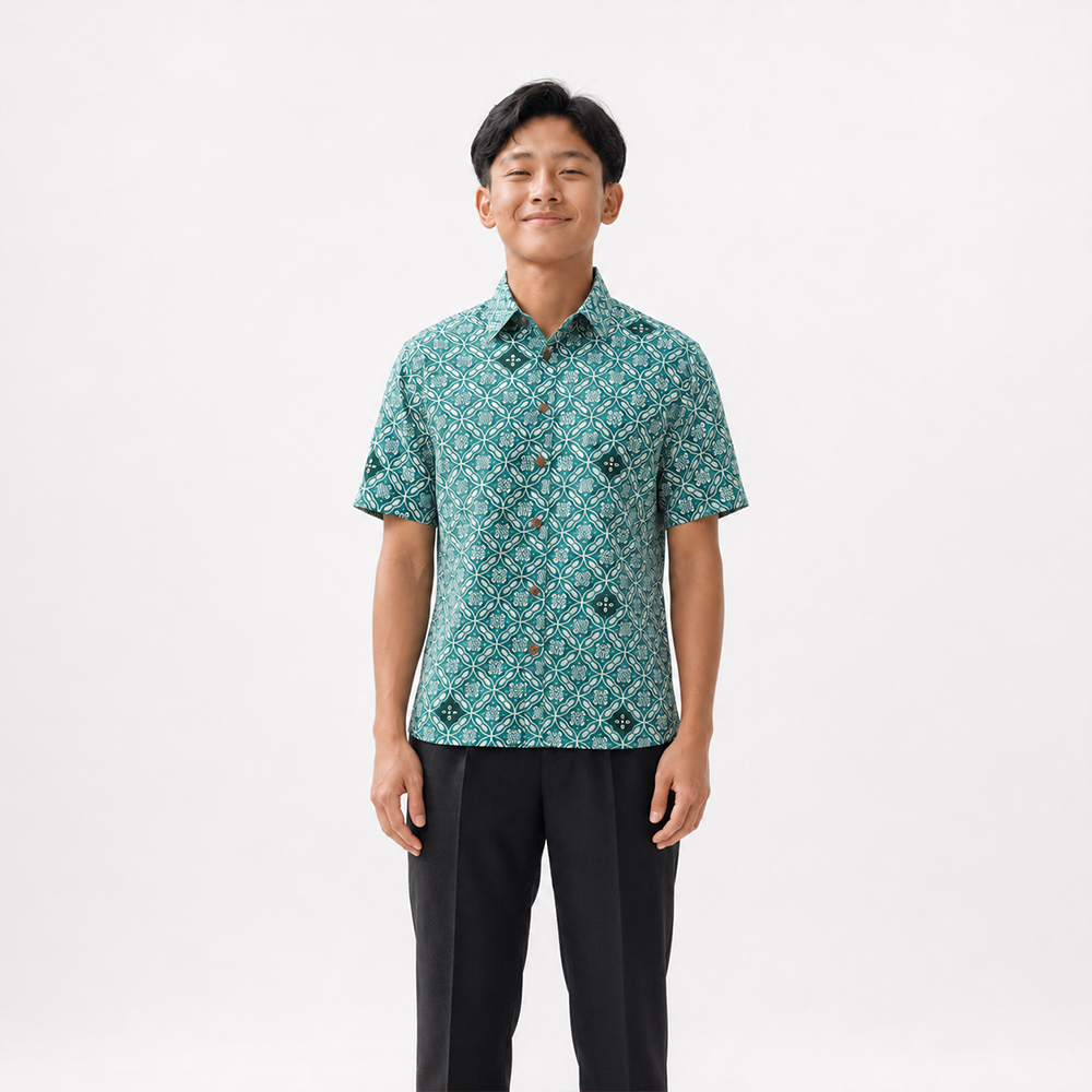 Boy's Batik Shirt - Topaz Kuih Cara