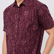 (SALE) Men's Classic Batik Shirt - Garnet Petola