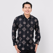 Men's Long-Sleeved Batik Shirt - Onyx Songket