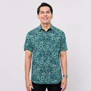Men's Batik Shirt - Teal Ukir