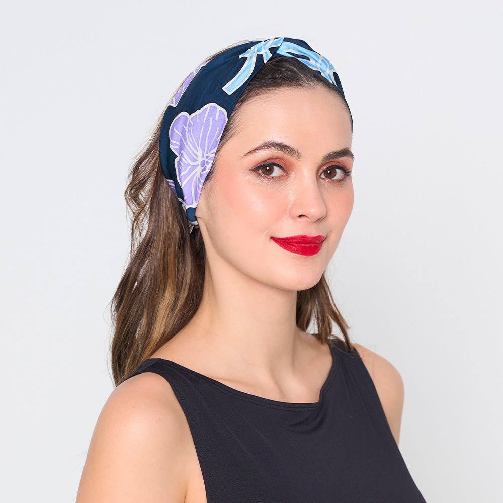 women wearing Batik Headband  Sapphire Fleur