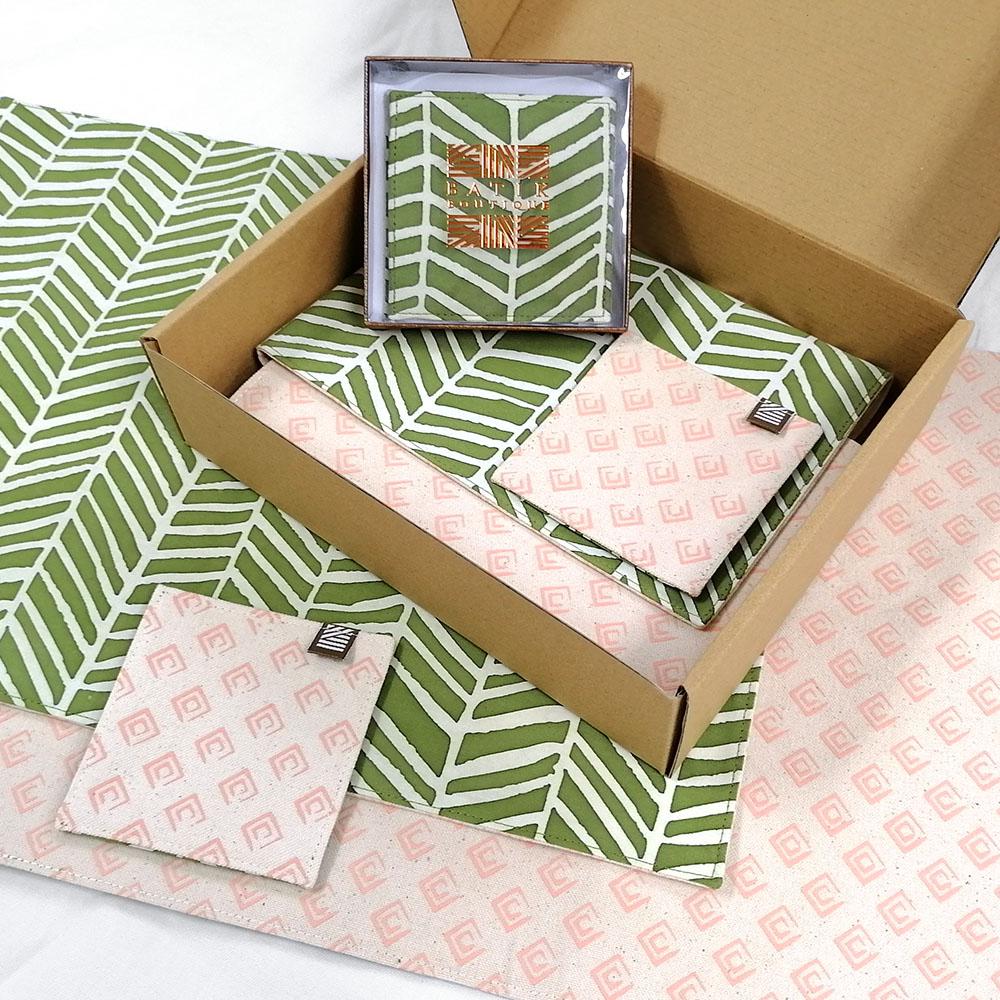 Homeware Gift Set (Reversible) - Sage Banana Leaf - Batik Boutique