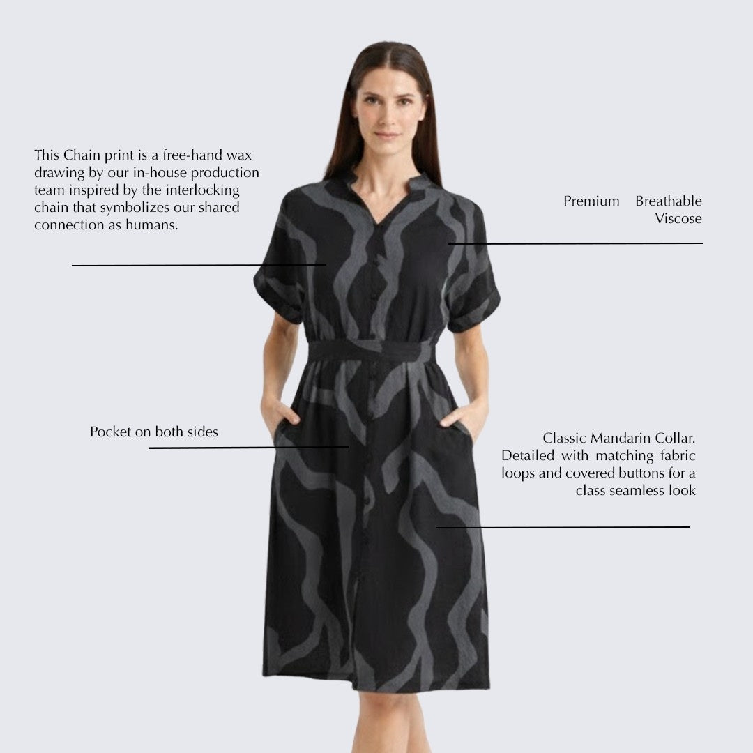 women wearing jet chain ayaz dress 
