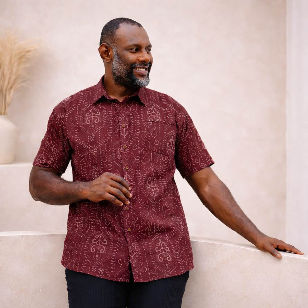 Men's Classic Batik Shirt - Garnet Petola