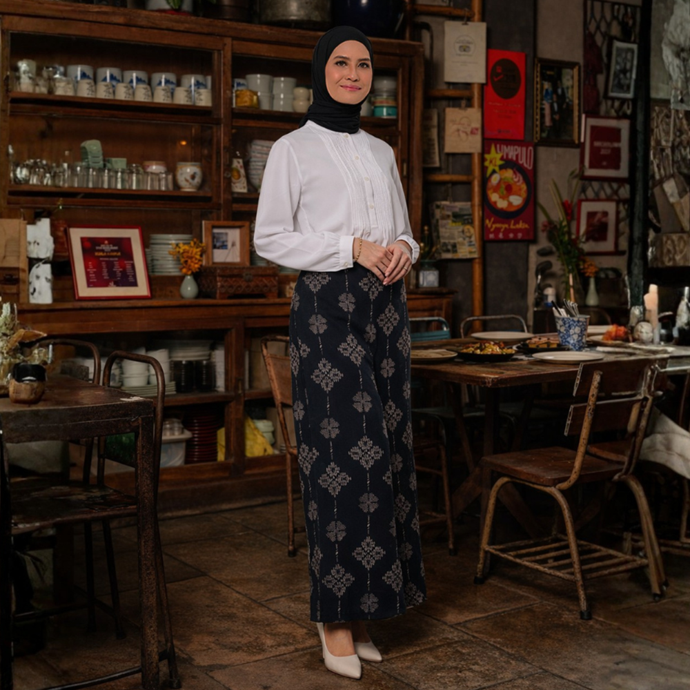 Batik Wide Leg Trousers - Onyx Songket