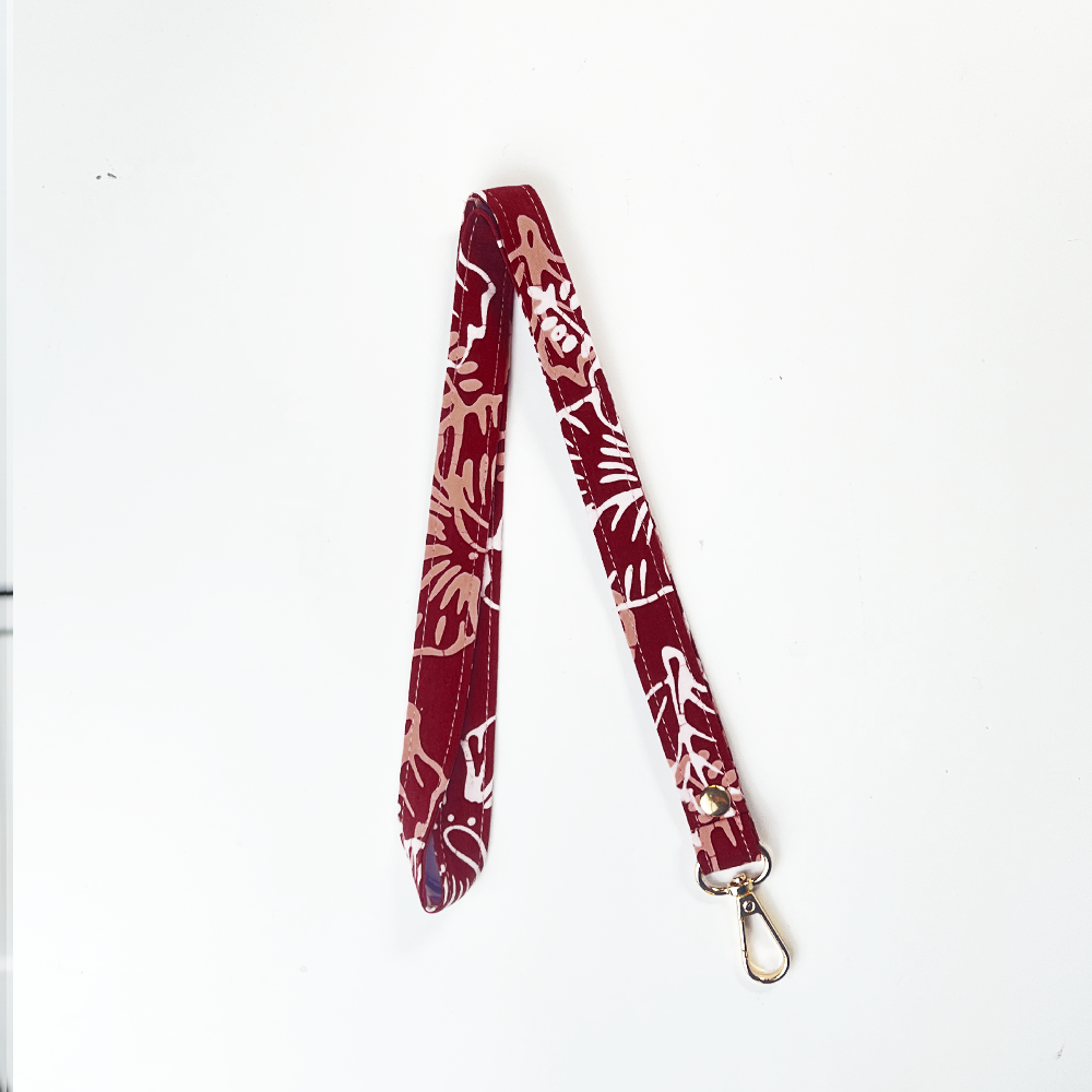 Batik Lanyard and Luggage Tag - Red Hibiscus