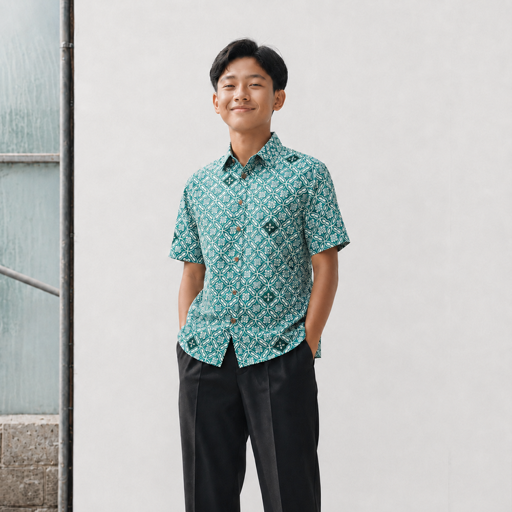 Boy's Batik Shirt - Topaz Kuih Cara