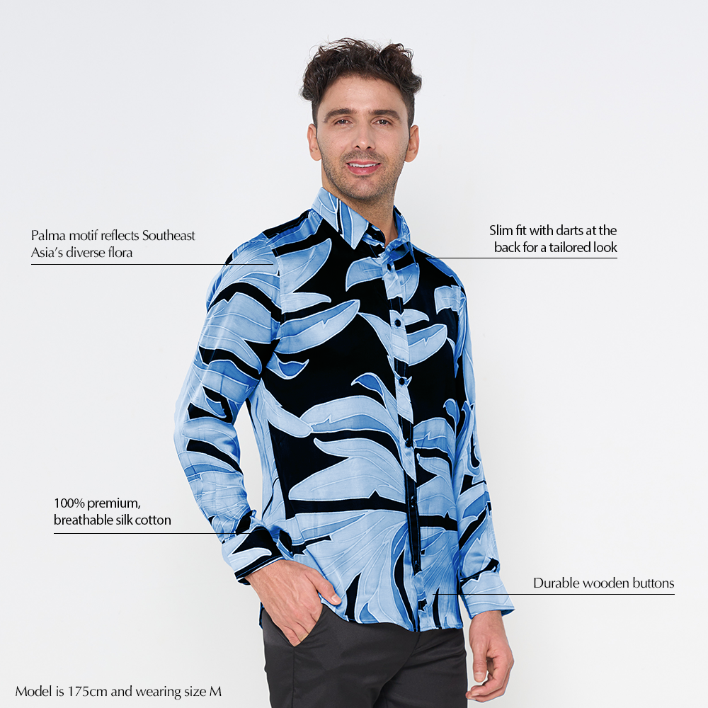 Men's Long-Sleeved Batik Shirt - Moonlight Palma