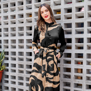 Batik Long Shirt Dress (Silk Cotton) - Ecru Rose