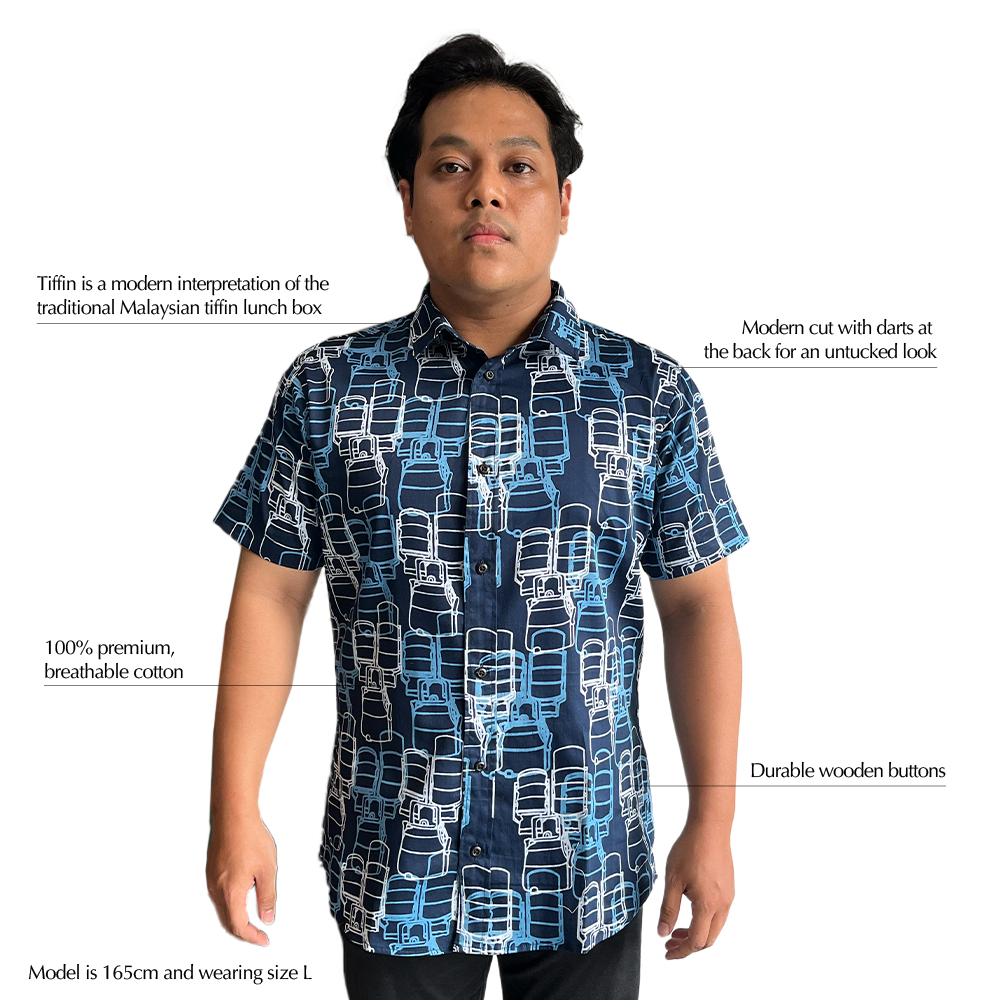 Men's Batik Modern Shirt - Navy Tiffin