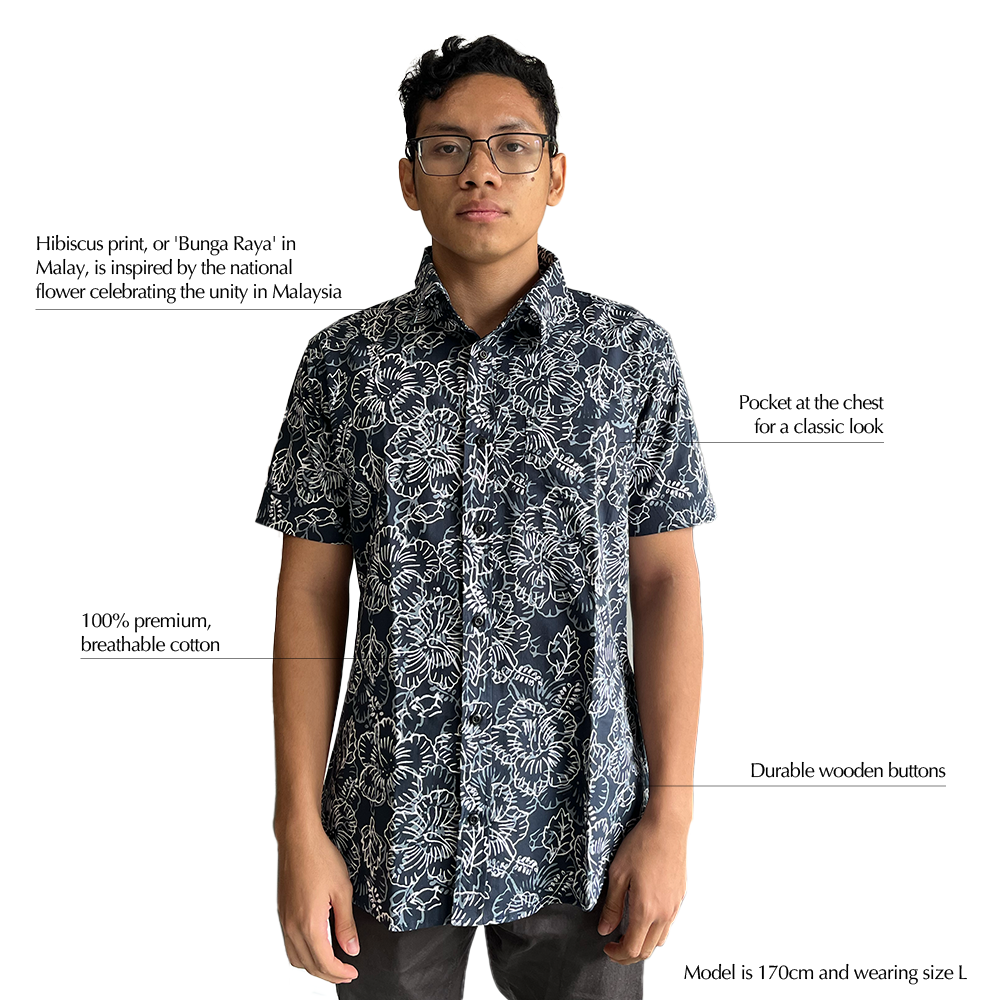 Men's Batik Classic Shirt - Jet Hibiscus