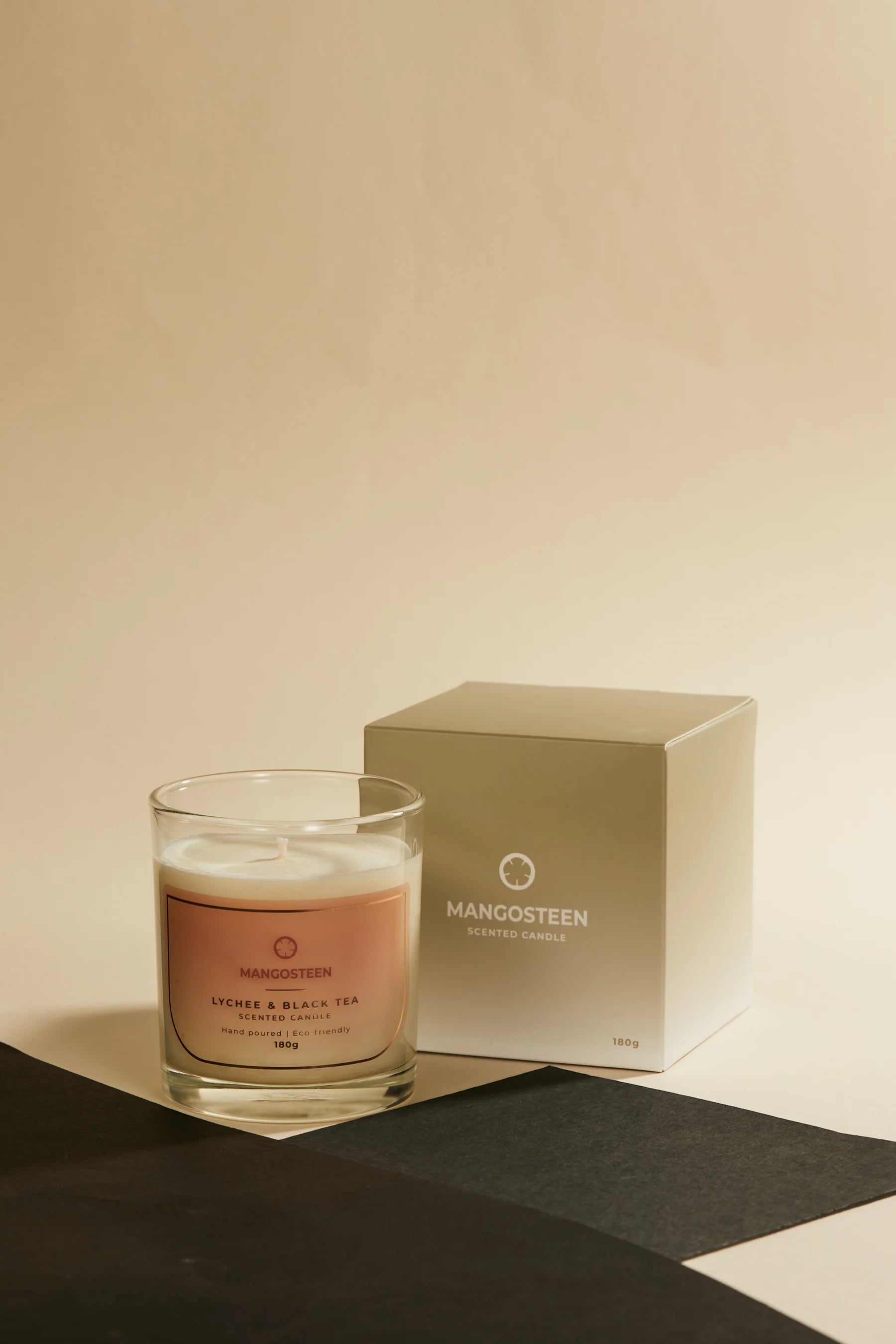 Mangosteen -  Lychee & Black Tea Soy Candle (180g) Whitebox