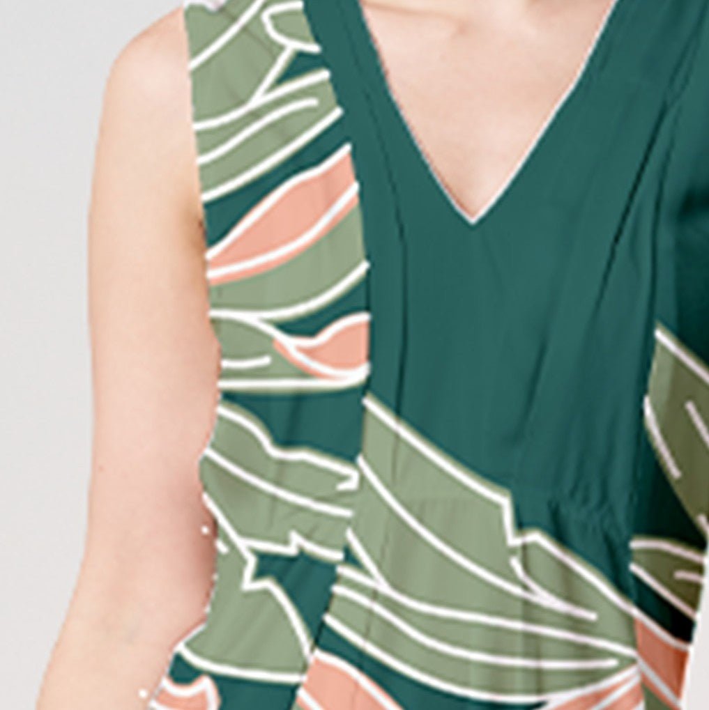 Close up photo of the jungle palma maxi dress