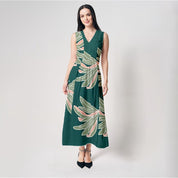 front view of the maxi dress in jungle palma 
