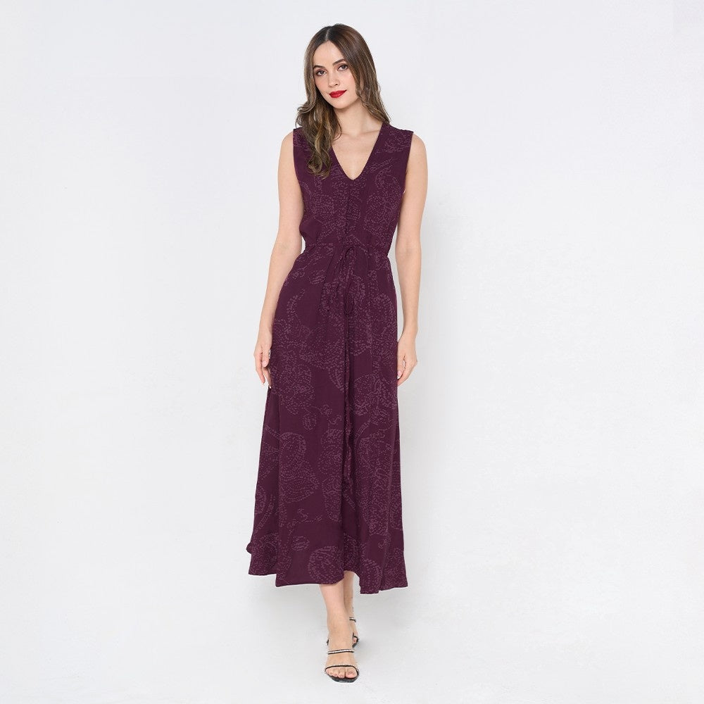 Batik Maxi dress in plum orchid  front photo 
