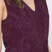 Batik Maxi dress in plum orchid  close up photo 