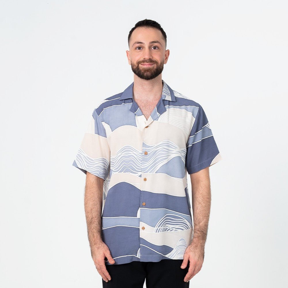 lavender bukit cuban shirt front view 