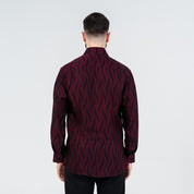 photo of the long sleeved batik shirt in Garnet Snake back view 
