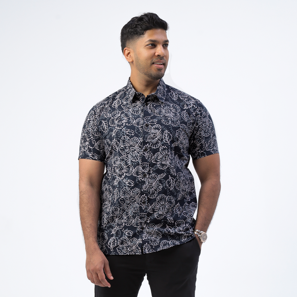 Men's Batik Classic Shirt - Jet Hibiscus