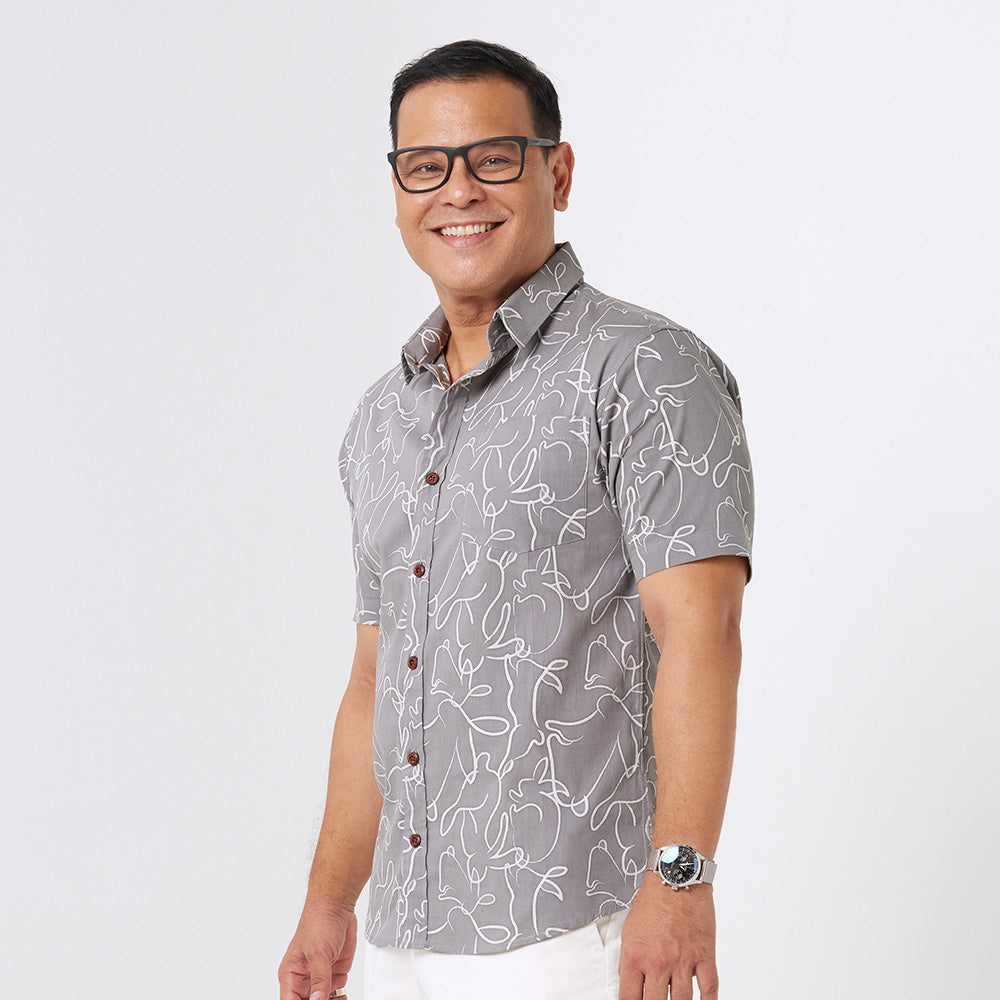 Men's Batik Shirt - Grey Hare-Itage