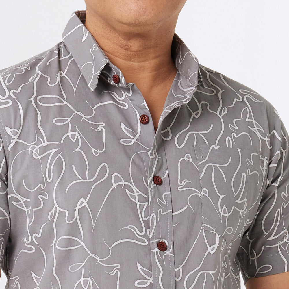Men's Batik Shirt - Grey Hare-Itage