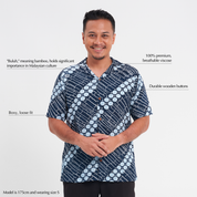 Men's Batik Cuban Shirt - Navy Buluh