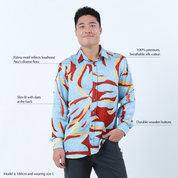 Men's Long-Sleeved Batik Shirt - Sunset Palma