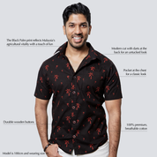 Men's Batik Shirt - Black Palm