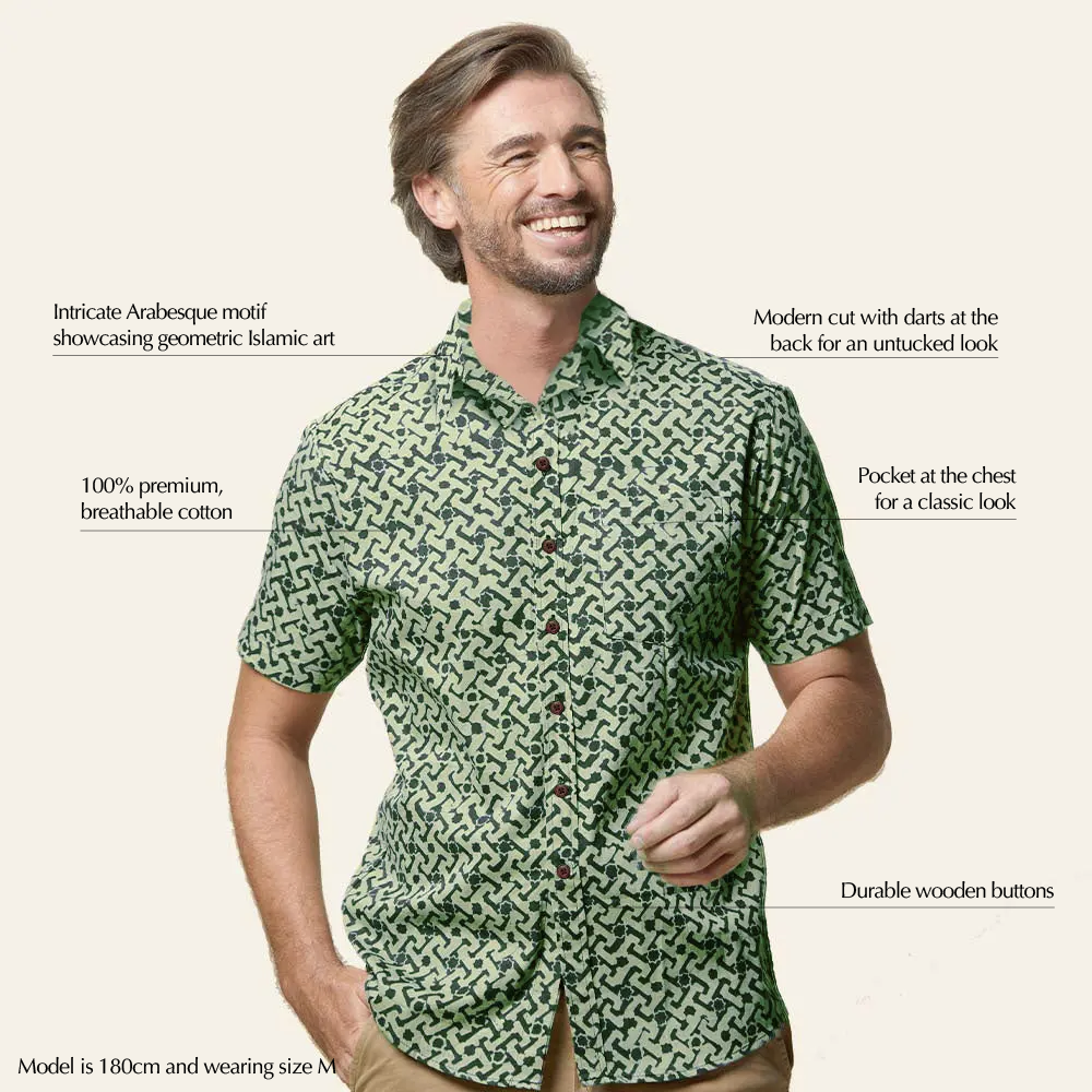 Men's Batik Shirt - Forest Arabesque