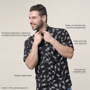 Men's Batik Shirt - Grey Dinosaurs