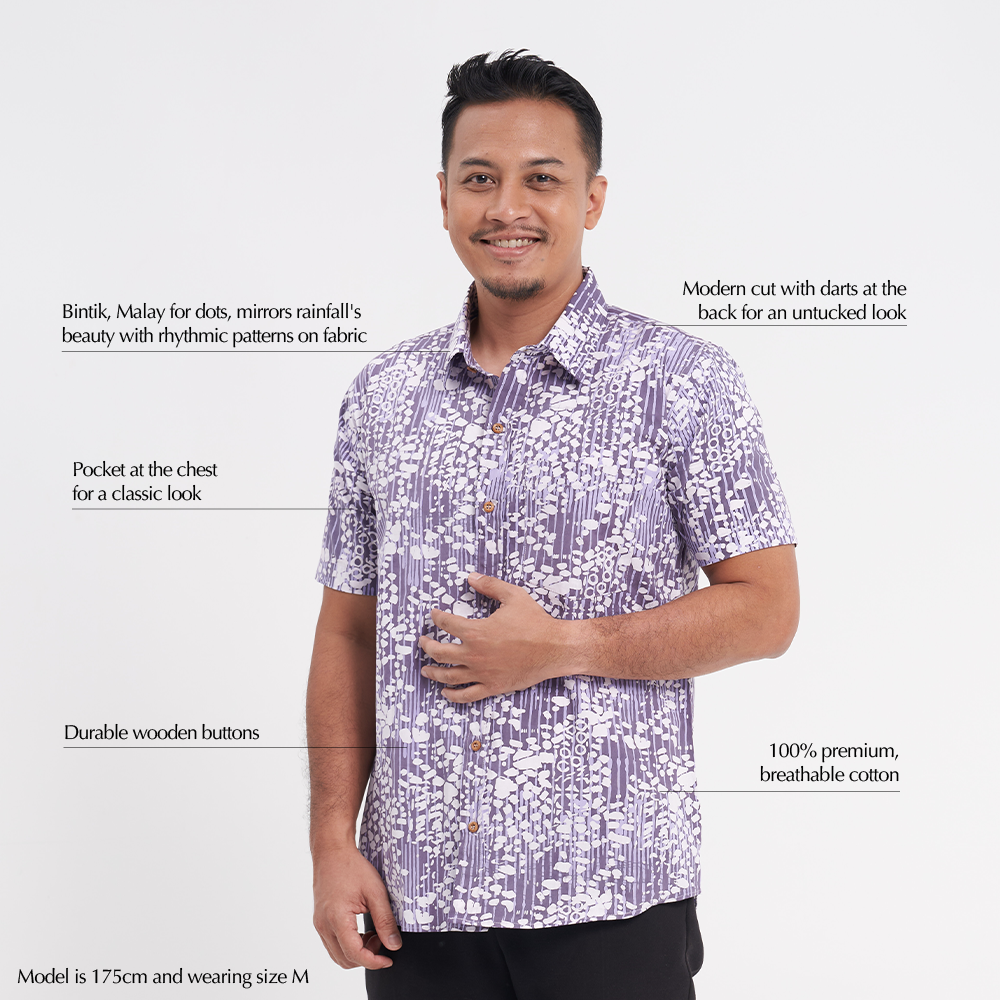 Men's Batik Shirt - Lavender Bintik