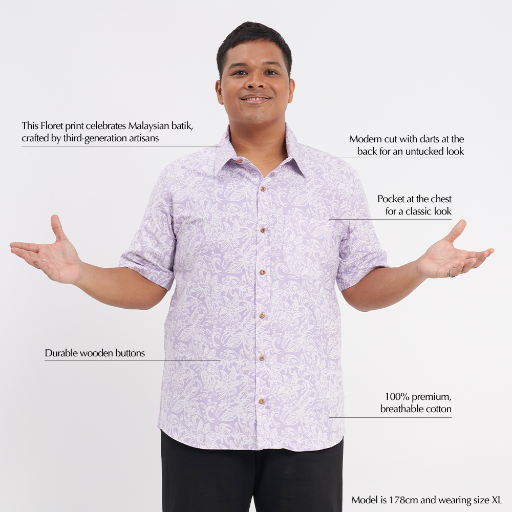 Men's Batik Shirt - Lilac Floret