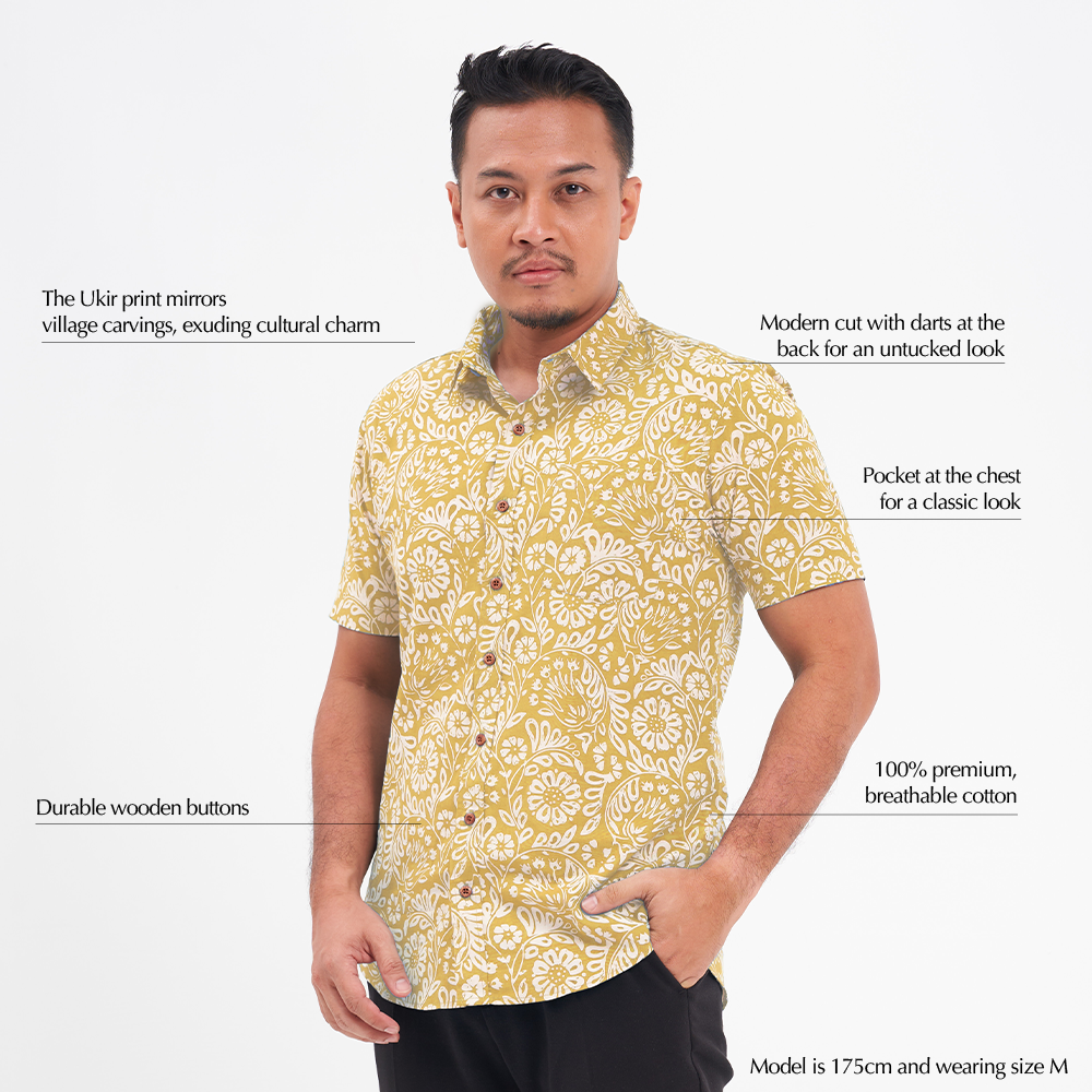 Men's Batik Shirt - Mustard Ukir