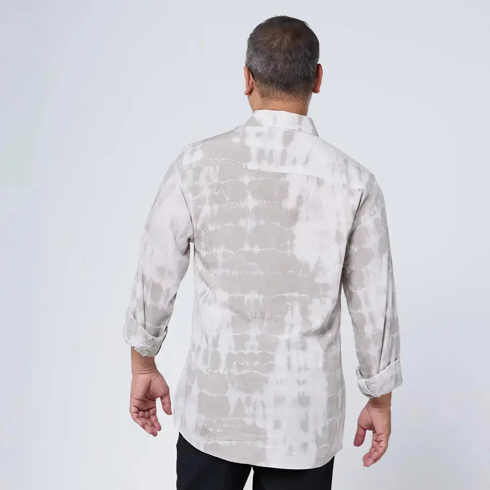 Men's Long-Sleeved Shibori Shirt - Mangosteen