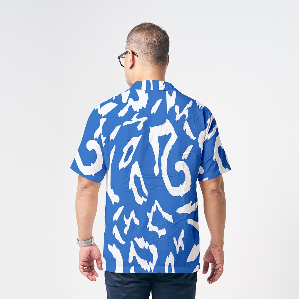 Men's Cuban Batik Shirt - Blue Rimba