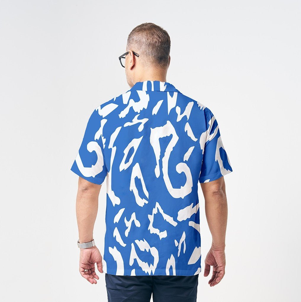 back vie of the blue rimba batik shirt 