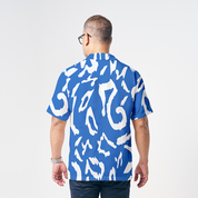 Men's Cuban Batik Shirt - Blue Rimba